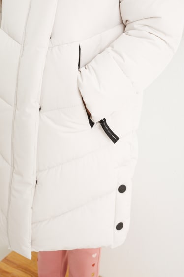 Kinderen - Gewatteerde jas met capuchon - crème wit