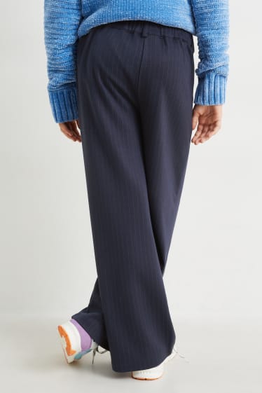 Kinderen: meisjes - Broek van jersey - met krijtstrepen - donkerblauw