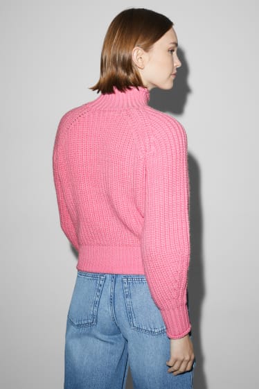 Adolescenți și tineri - CLOCKHOUSE - pulover cu guler drept - roz