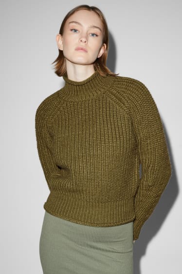 Donna - Maglione con collo alto - verde