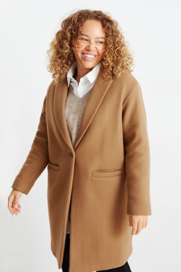 Women - Coat - wool blend - light brown