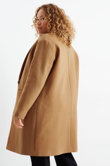 Women - Coat - wool blend - light brown