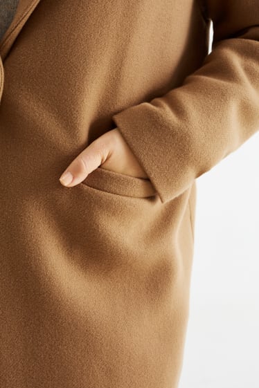 Mujer - Abrigo - mezcla de lana - marrón claro