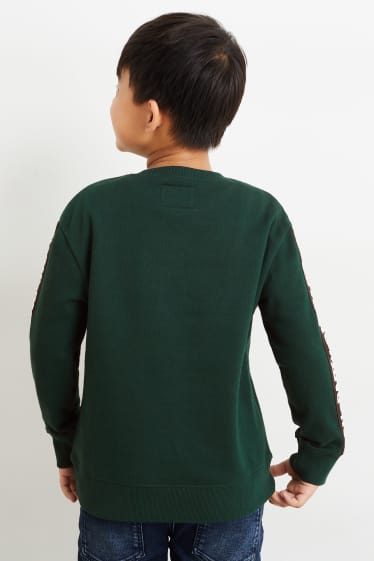 Enfants garçons - Sweat de Noël - Père Noël - vert foncé