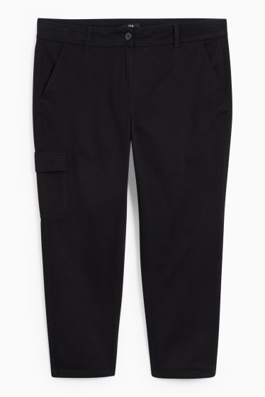 Femmes - Pantalon cargo - mid waist - slim fit - noir