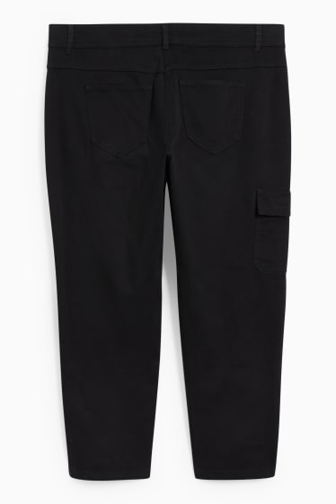 Femmes - Pantalon cargo - mid waist - slim fit - noir