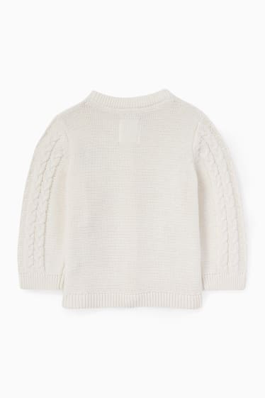 Baby Mädchen - Baby-Weihnachts-Strickjacke - Zopfmuster - cremeweiß