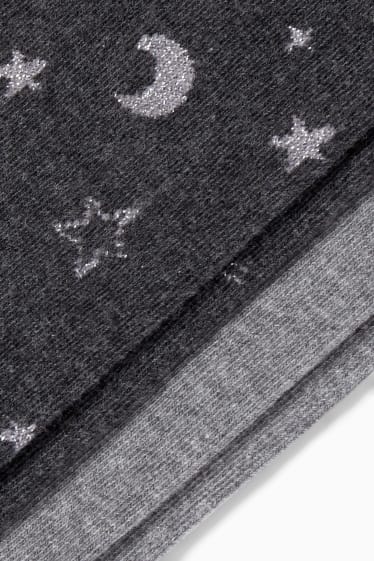 Enfants filles - Lot de 2 - étoile et lune - collants - gris foncé
