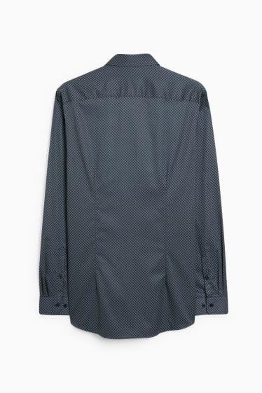 Hommes - Chemise de bureau - slim fit - col kent - facile à repasser - bleu / beige