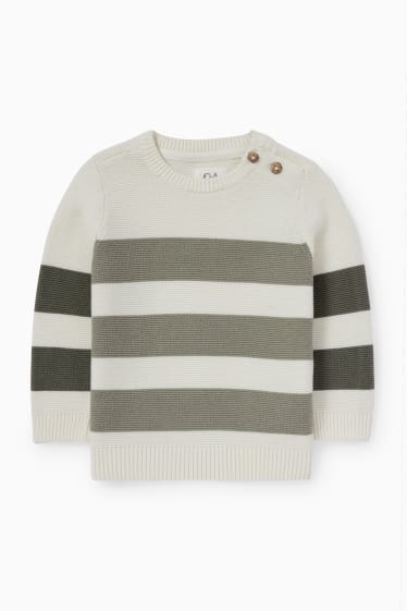 Baby Buben - Baby-Pullover - gestreift - dunkelgrün / weiß