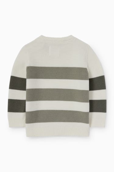 Baby Buben - Baby-Pullover - gestreift - dunkelgrün / weiß