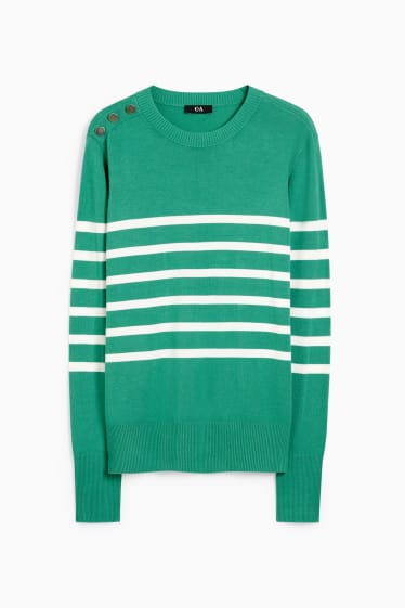 Damen - Pullover - grün / cremeweiß