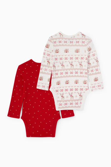 Bébés filles - Lot de 2 - Rudolf - body de Noël pour bébé - rouge / blanc