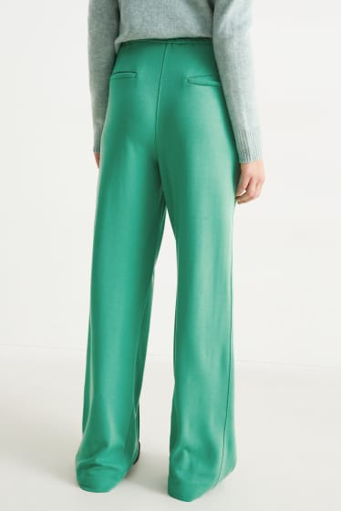 Damen - Jersey-Hose - Wide Leg - grün