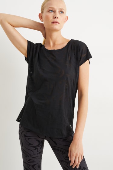 Kobiety - T-shirt funkcyjny - ze wzorem - czarny