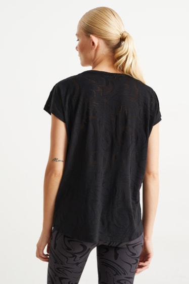 Damen - Funktions-T-Shirt - gemustert - schwarz