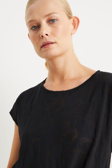 Damen - Funktions-T-Shirt - gemustert - schwarz