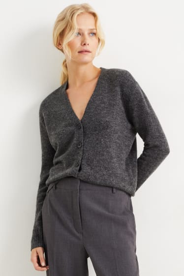 Damen - Basic-Strickjacke - dunkelgrau