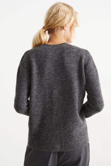 Damen - Basic-Strickjacke - dunkelgrau