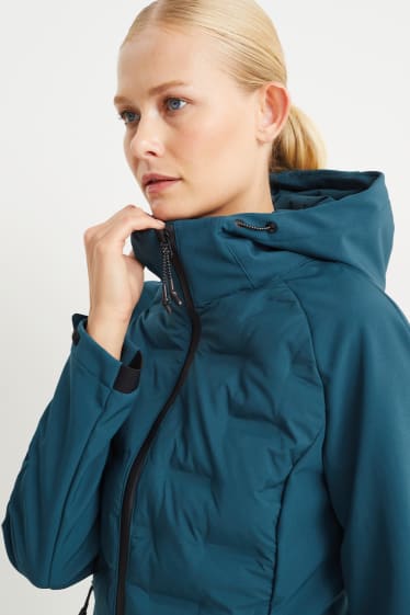 Women - Softshell jacket with hood - turquoise