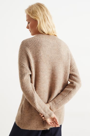 Femmes - Pullover avec col en V - taupe