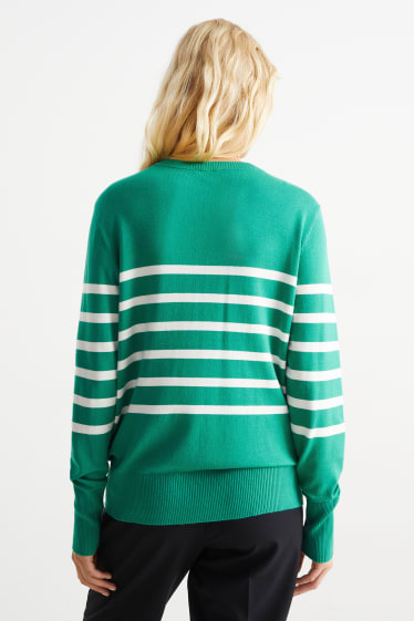 Damen - Pullover - grün / cremeweiß