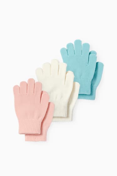 Kinderen - Set van 3 paar - handschoenen - turquoise