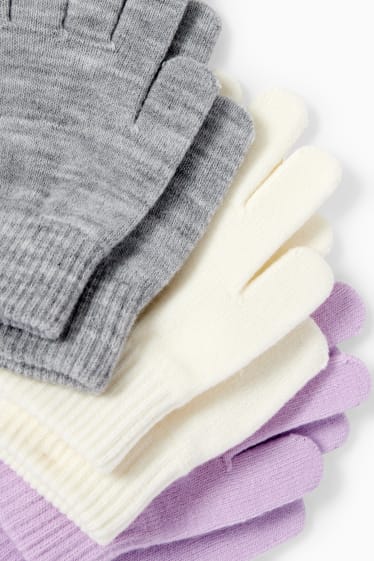 Enfants - Lot de 3 paires - gants - violet clair