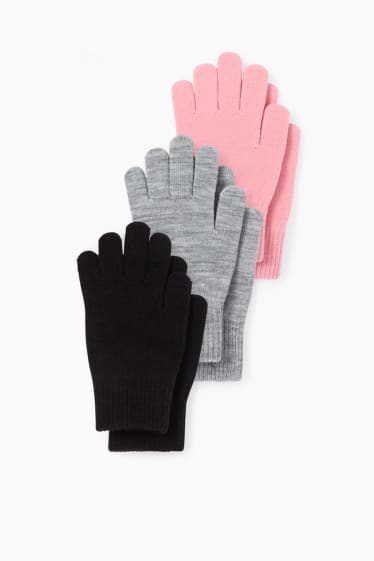 Kinderen - Set van 3 paar - handschoenen - roze