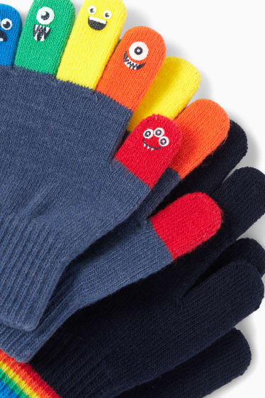 Kinder Buben - Multipack 2er - Strick-Handschuhe - dunkelblau