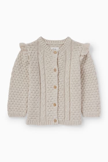 Baby Mädchen - Baby-Strickjacke - Zopfmuster - hellbeige