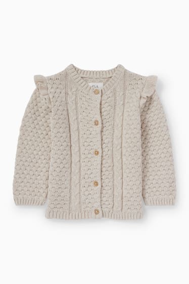 Bébés - Gilet en maille pour bébé - motif tressé - beige clair