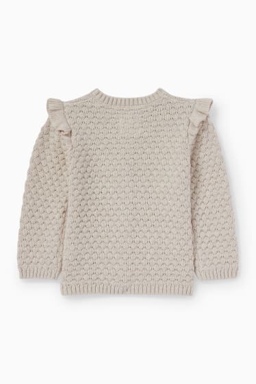 Bébés - Gilet en maille pour bébé - motif tressé - beige clair