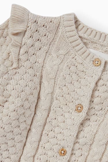 Bébés - Gilet en maille pour bébé - motif tressé - beige clair