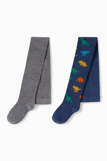 Enfants garçons - Lot de 2 - dinosaures - collants - bleu foncé