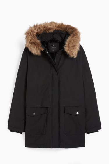 Femmes - CLOCKHOUSE - parka à capuche et garniture en imitation fourrure - noir