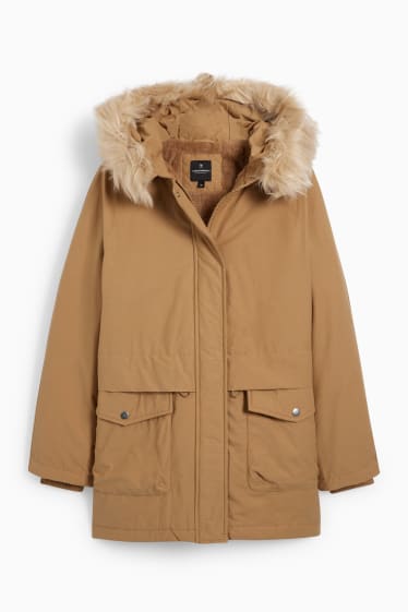 Donna - CLOCKHOUSE - parka con cappuccio e riporto di ecopelliccia - marrone chiaro