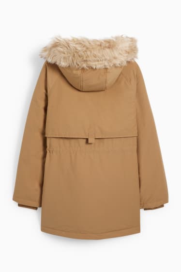 Donna - CLOCKHOUSE - parka con cappuccio e riporto di ecopelliccia - marrone chiaro