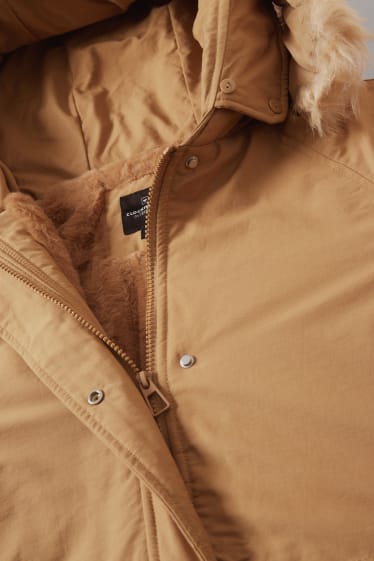 Donna - CLOCKHOUSE - parka con cappuccio e riporto di ecopelliccia - marrone chiaro