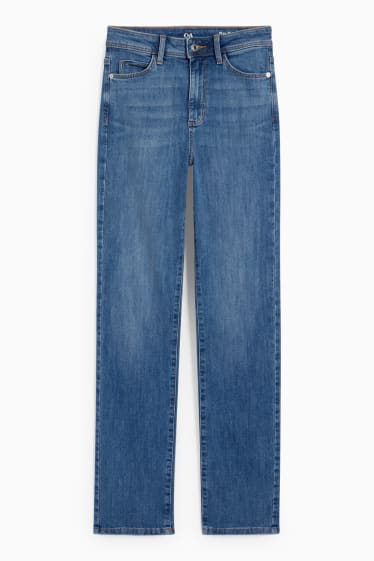 Women - Straight jeans - high waist - blue denim