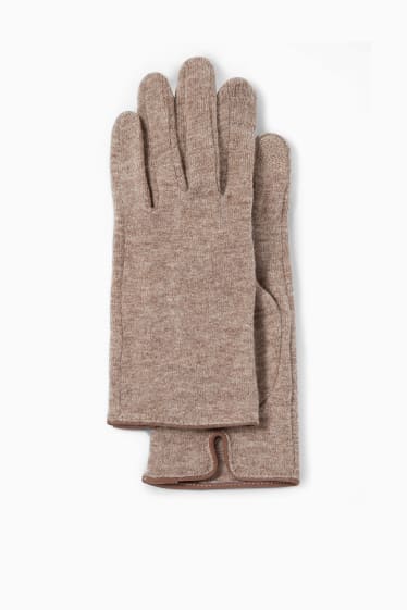 Damen - Touchscreen-Handschuhe - braun-melange