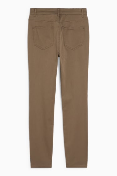 Mujer - Pantalón - high waist - slim fit - marrón claro