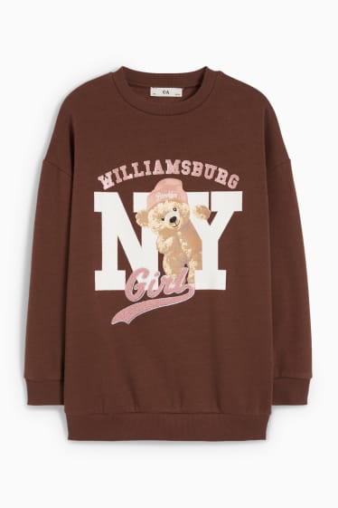 Kinder Mädchen - Teddybär - Sweatshirt - dunkelbraun