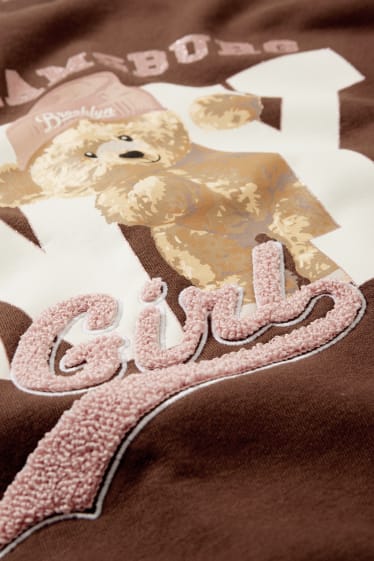 Kinder Mädchen - Teddybär - Sweatshirt - dunkelbraun