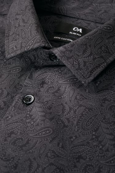 Home - Camisa formal - slim fit - Kent - fàcil de planxar - negre