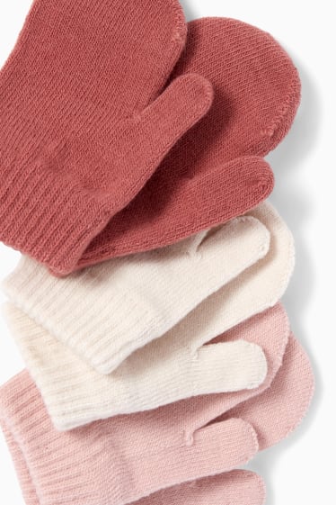 Babies - Multipack of 3 - baby mittens - pink