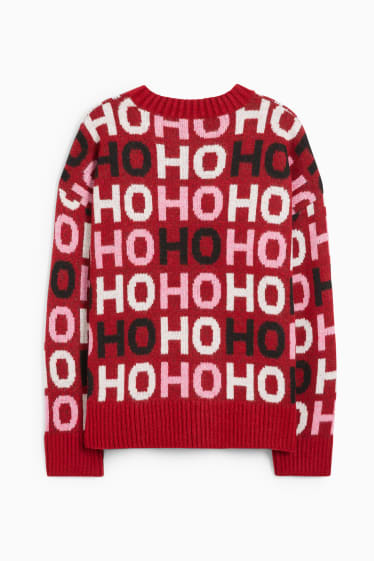 Mujer - Jersey navideño - HoHoHo - rojo oscuro