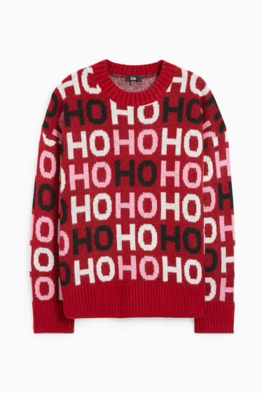 Mujer - Jersey navideño - HoHoHo - rojo oscuro