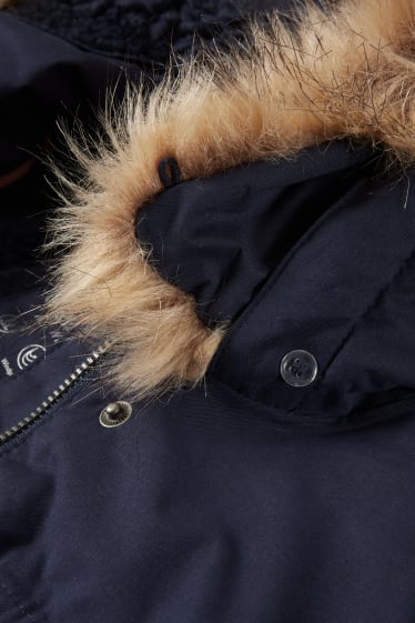 Kinder Mädchen - Parka mit Kapuze und Kunstfellbesatz - wasserdicht - dunkelblau