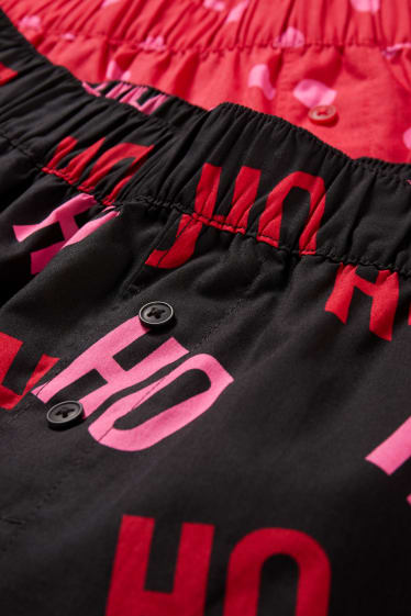 Dames - Set van 2 - pyjamashorts voor de kerst - rood